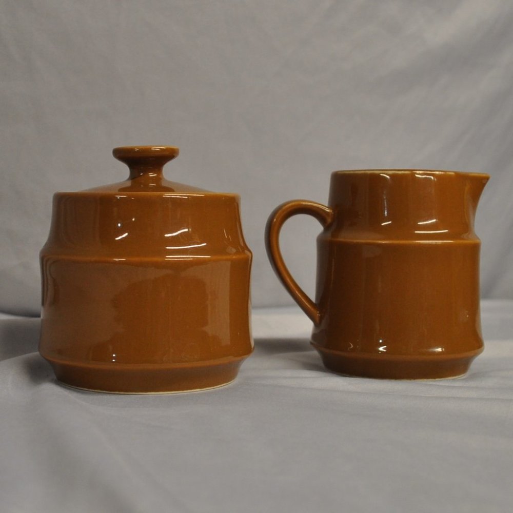 SALE* Style House Japan brown stoneware creamer & sugar bowl MCM (323w)